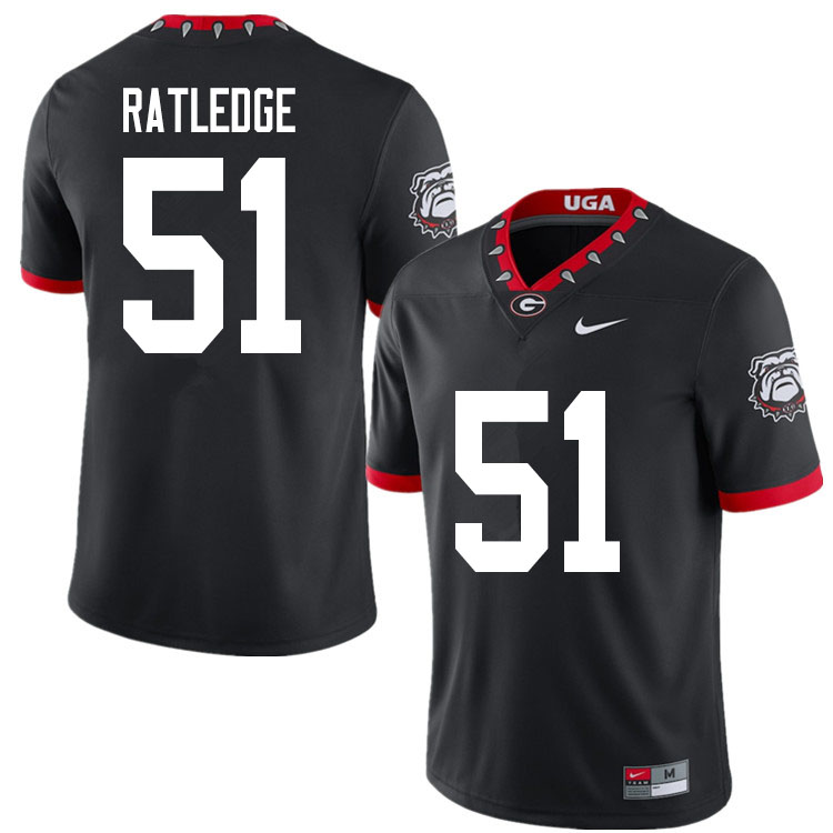 Georgia Bulldogs #51 Tate Ratledge Mascot 100th Anniversary College Football Jerseys Sale-B